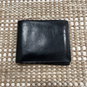 Vintage Coach Slim Black Leather Bifold Wallet